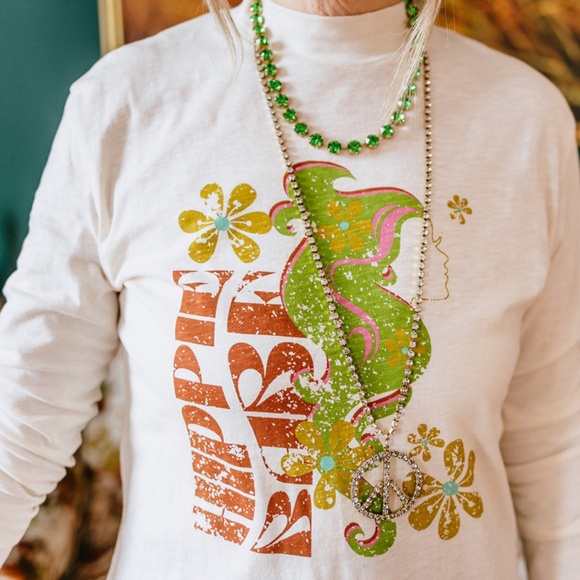 Vada Winter - Hippie Babe Graphic Cream Mock Neck Cotton Dress - XXL 2XL 18-20 - Picture 1 of 8